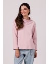 Bluza z wysokim kołnierzem - pudrowa