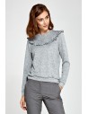 Sweter z falbankami - szary