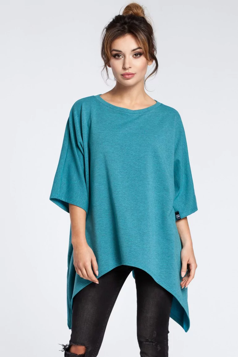 CM3031 Asymetryczna bluza oversize - szmaragdowa