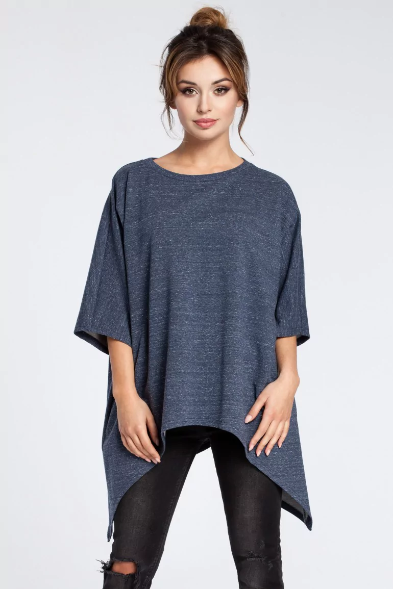 CM3031 Asymetryczna bluza oversize - granatowa