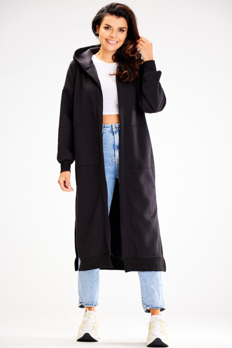 CM7516 Bluza typu parka z kapturem i kieszeniami - czarna