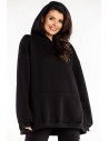 Bluza damska oversize z kapturem - czarna