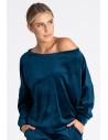 Welurowa bluza damska oversize - morska