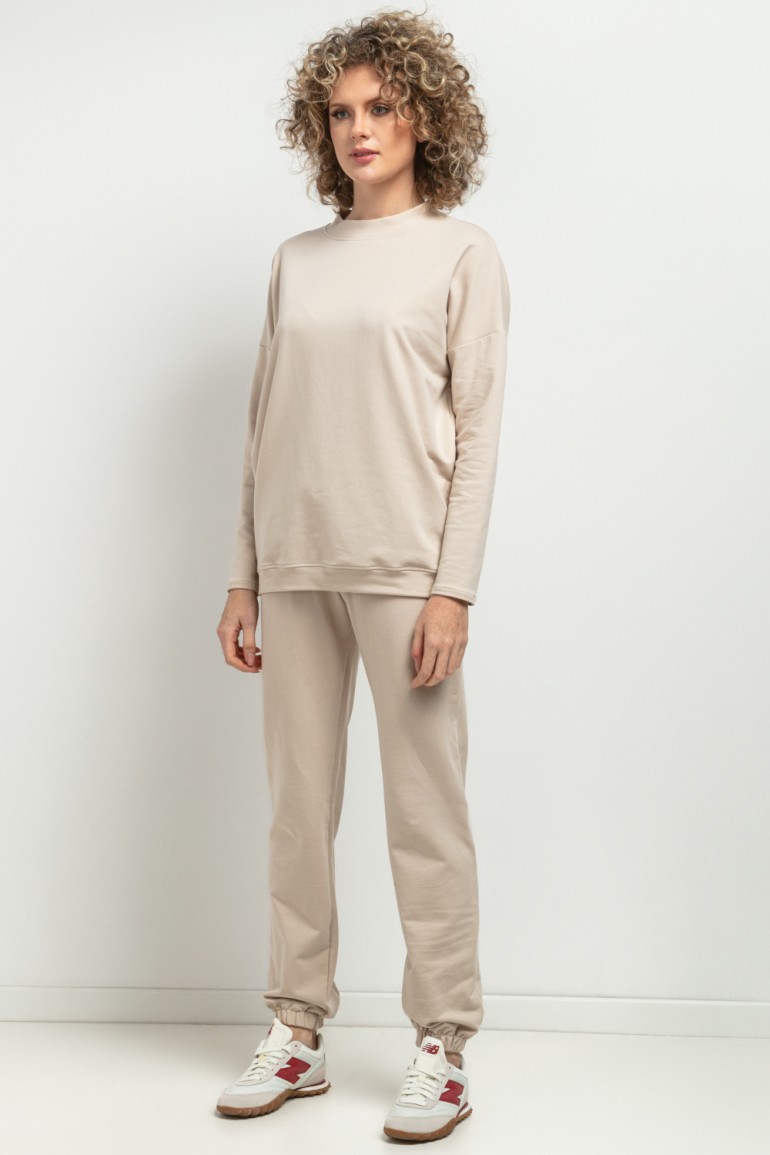 CM7758 Prosta bluza dresowa - jasnobeżowa