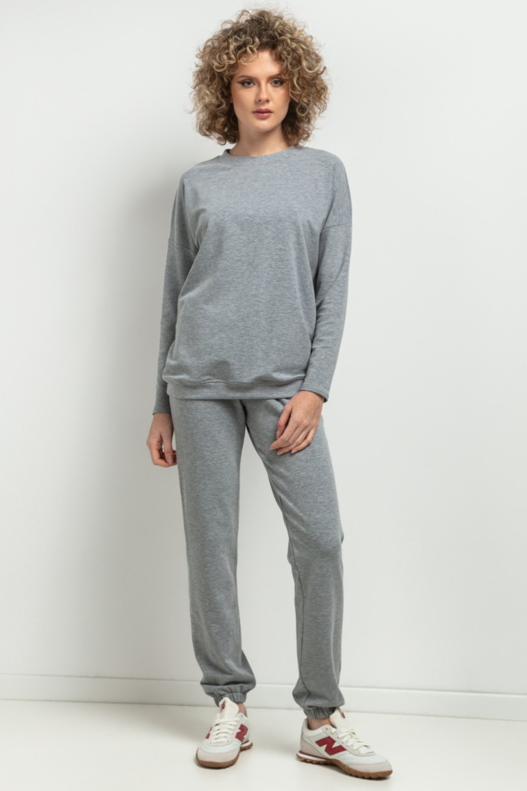 CM7758 Prosta bluza dresowa - jasnoszara