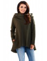 Bawełniana bluza damska z obszernym kapturem - khaki