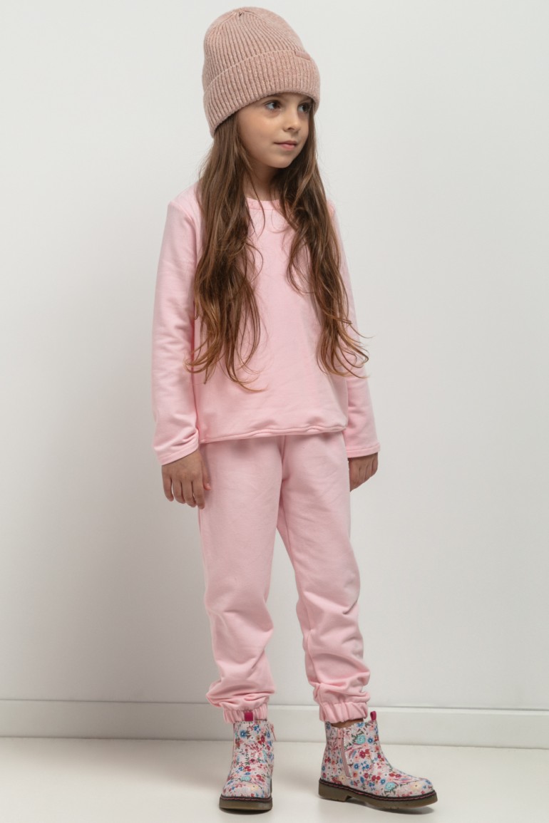 CM7769 Prosta bluza ze stójką dla dziewczynki - jasnoróżowa