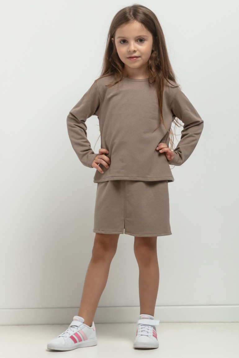 CM7771 Krótka bluza dresowa dla dziewczynki - cappuccino