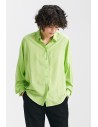 Bluzka oversize z kołnierzykiem - limonkowa