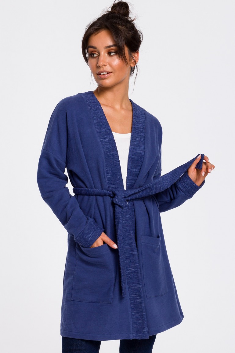CM4596 Długi żakiet typu kimono - indygo