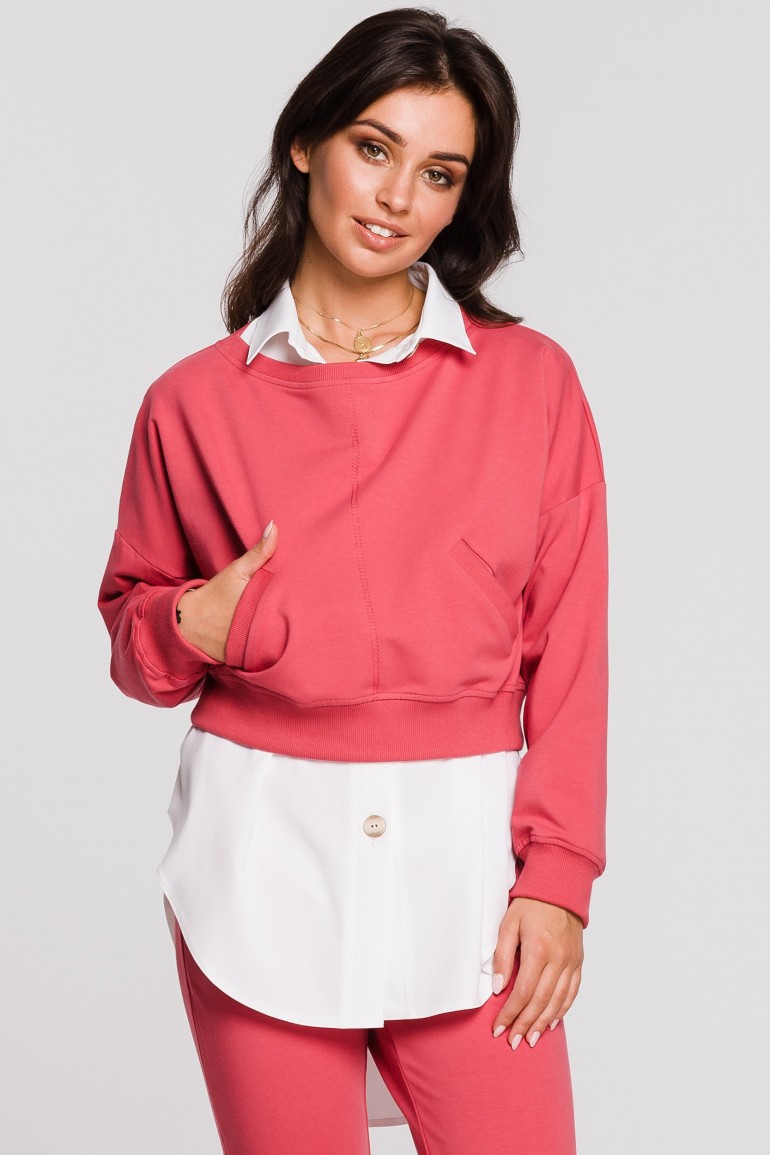 CM4600 Stylowa krótka bluza - koralowa