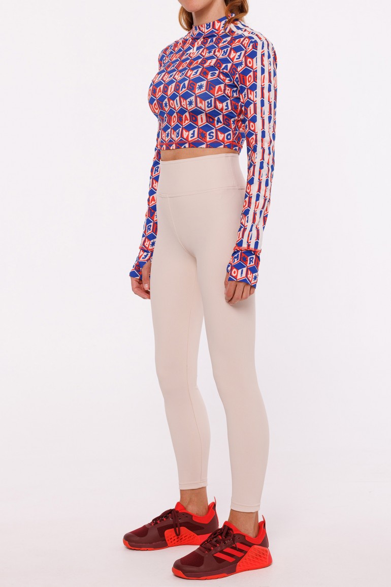 CM7904 Dopasowane legginsy prążkowane z wysokim stanem - jasnobeżowe