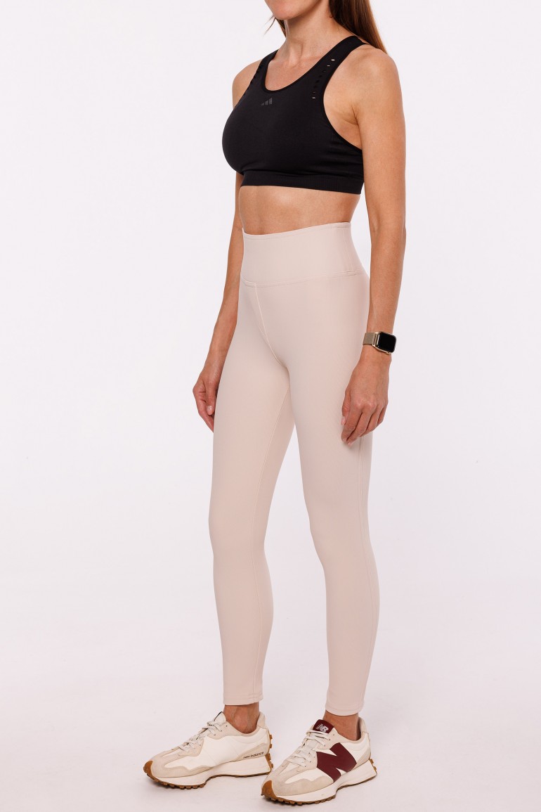 CM7905 Legginsy prążkowane pushup z wysokim stanem - jasnobeżowe