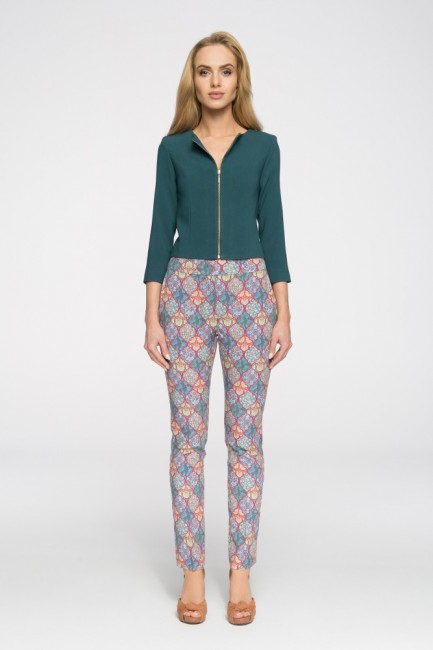 Krótki stylowy żakiet - zielony OUTLET CM2715 Krótki stylowy...