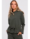 Bluza ze sznurkiem na dole - militarno-zielona