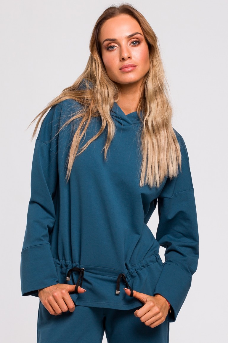 CM4767 Bluza ze sznurkiem na dole - morska