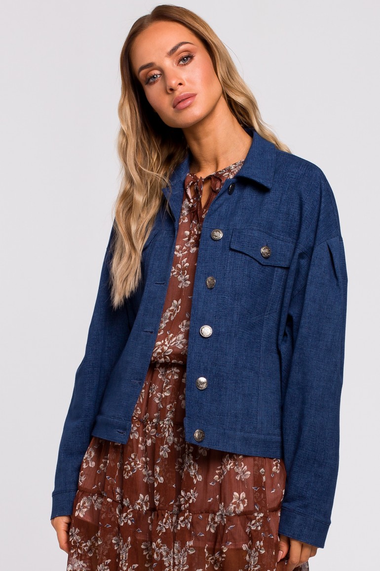 CM4770 Wygodna kurtka bomberka - denim