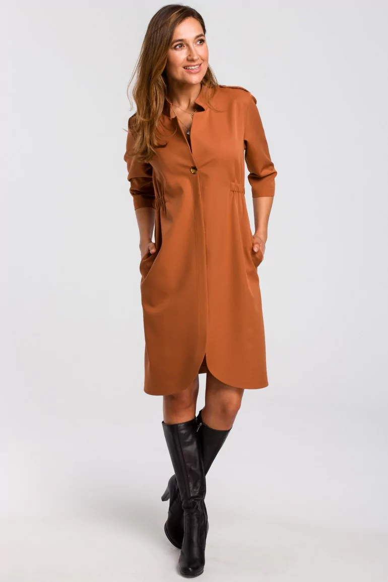 CM4791 Sukienka żakietowa z gumką - ruda
