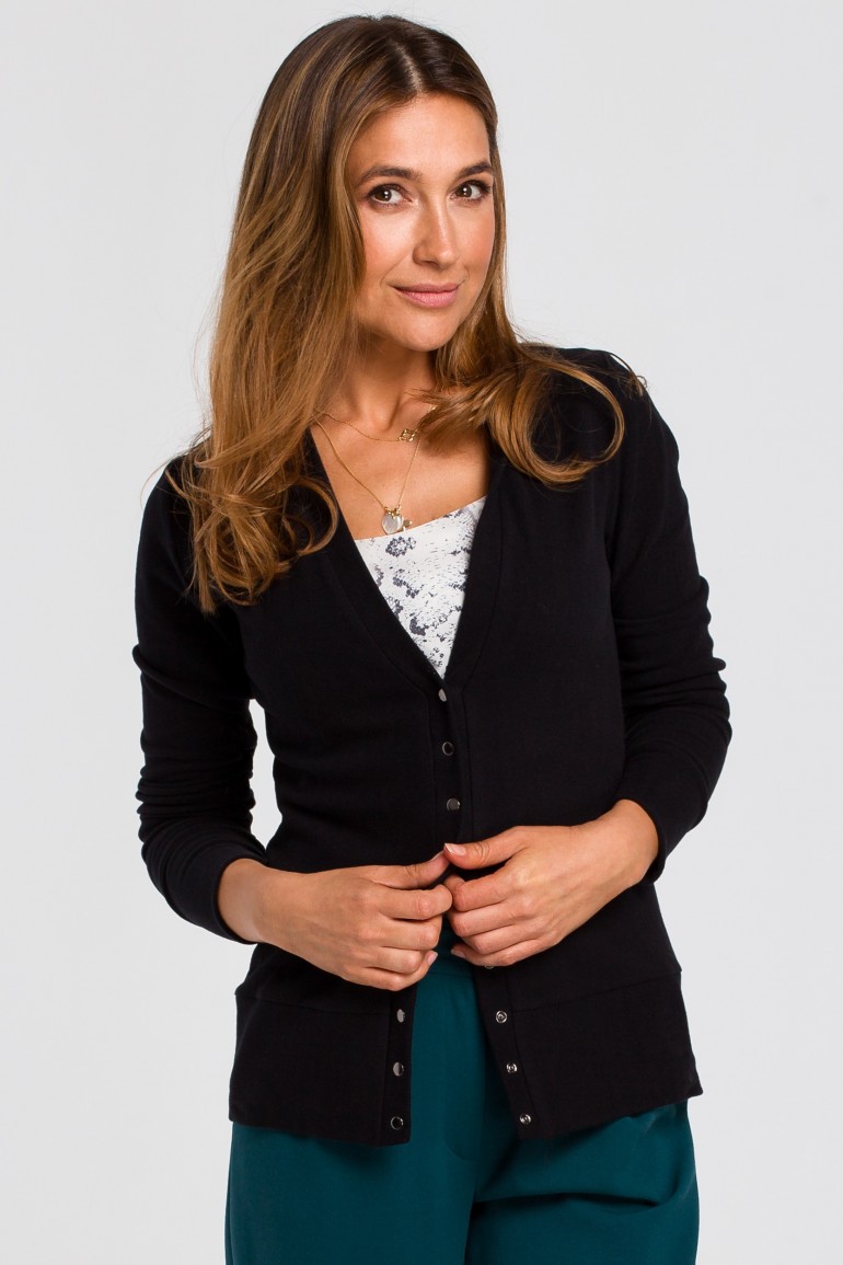 CM4800 Sweter zapinany na napy - czarny