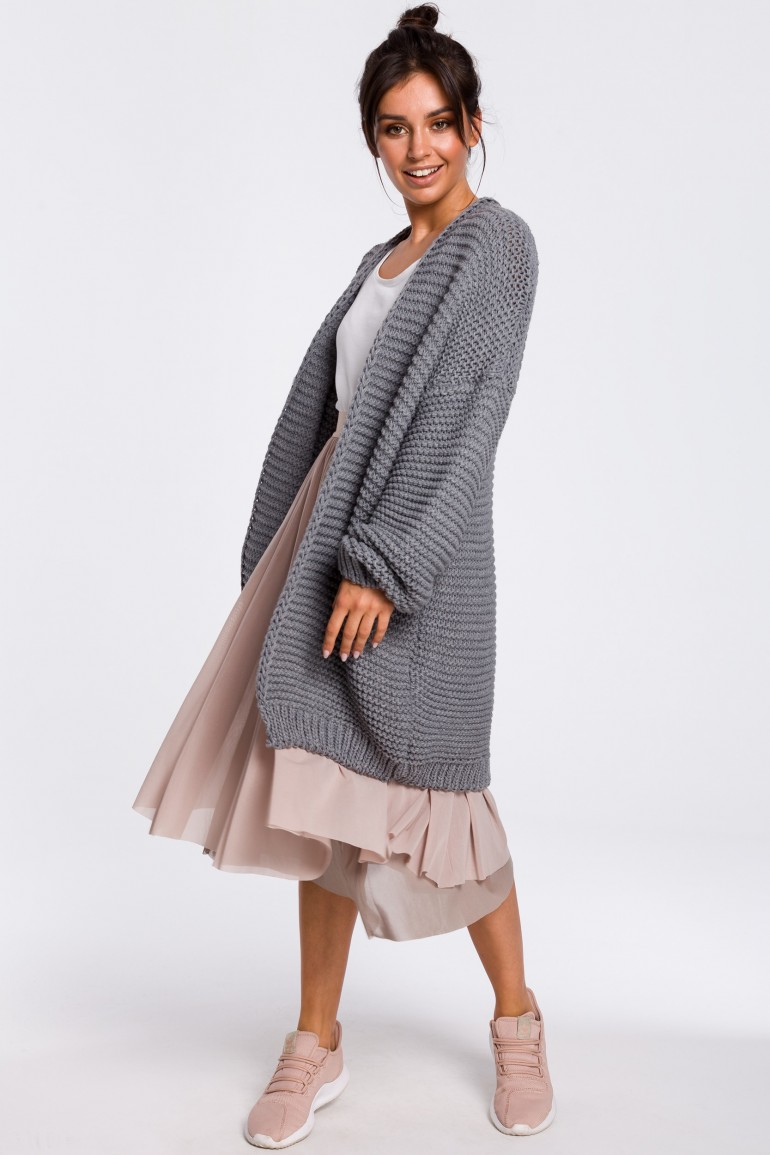 CM4752 Krótki kardigan z szerokimi rękawami - szary