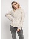 Kobiecy sweter z rozszerzanymi rękawami - beżowy