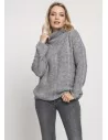 Dzianinowy sweter z golfem oversize - szary