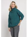 Dzianinowy sweter z golfem oversize - zielony