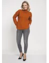 Dzianinowy sweter z golfem oversize - karmelowy