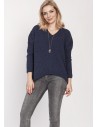 Duży wygodny sweter - jeansowy