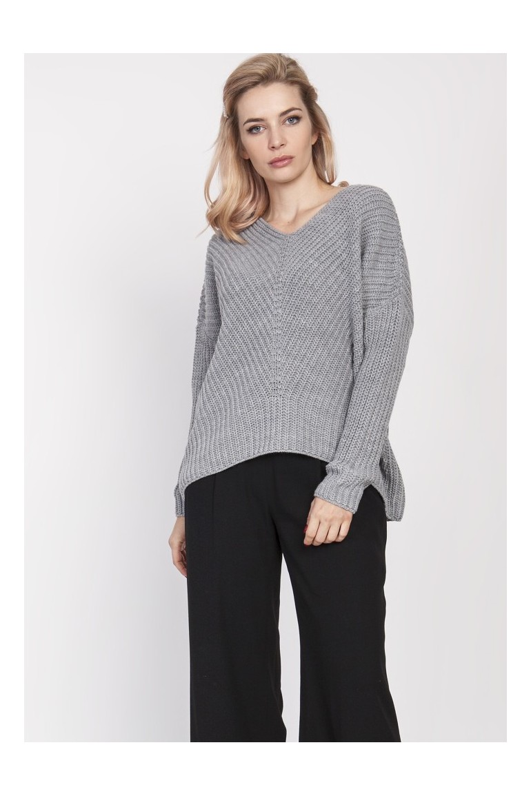 CM4682 Duży wygodny sweter - szary