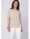 Klasyczny sweter z rękawem drop-sleeve - beżowy