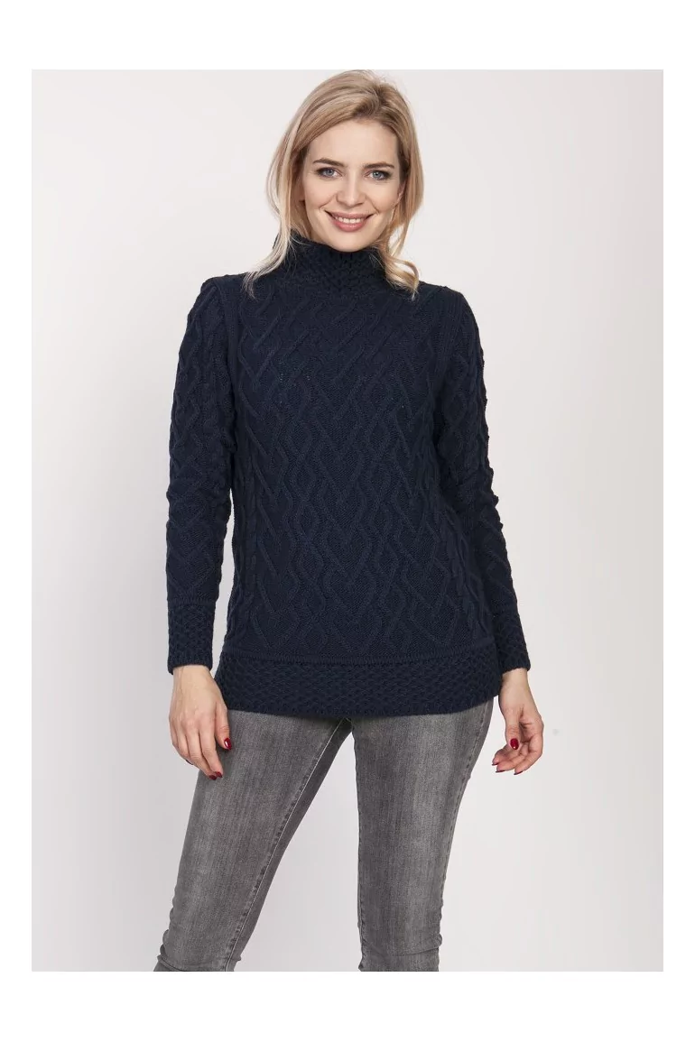 CM4691 Elegancki sweter z półgolfem - granatowy