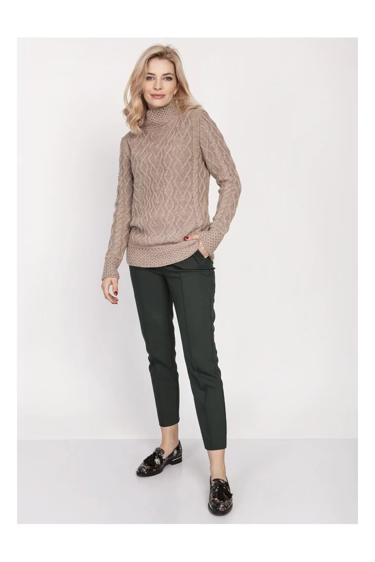 CM4691 Elegancki sweter z półgolfem - mocca