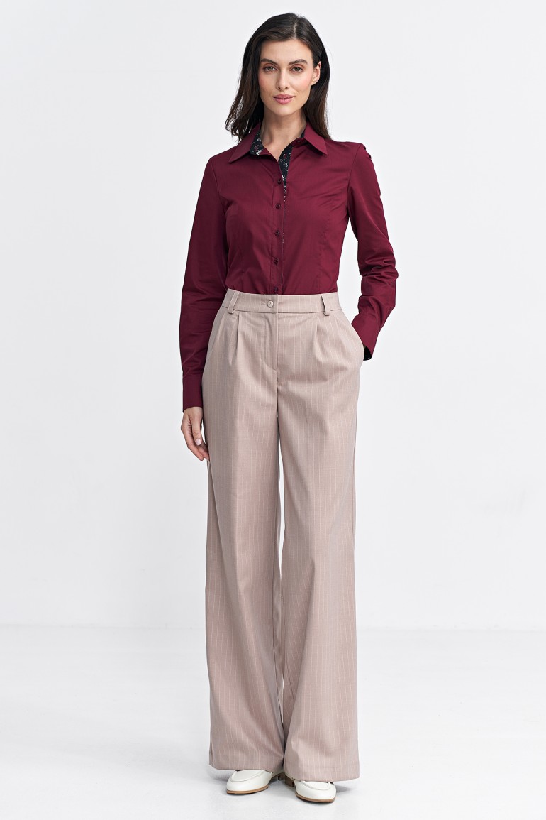 DM0904 Spodnie z nogawkami typu wide leg – beżowe