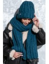 Długi szal o grubym splocie chunky knit - niebieski