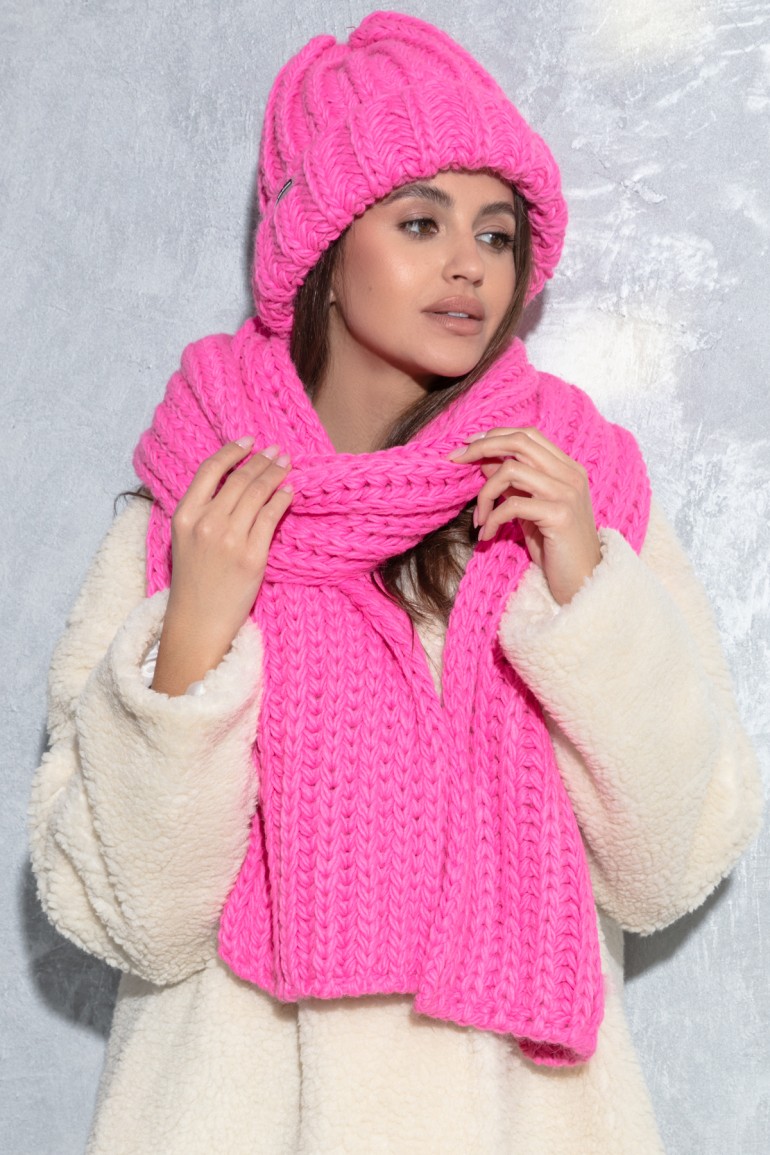 CM9604 Czapka o grubym splocie chunky knit - słodki róż