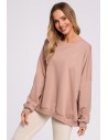 Bluza oversize ze ściągaczem na dole – mocca