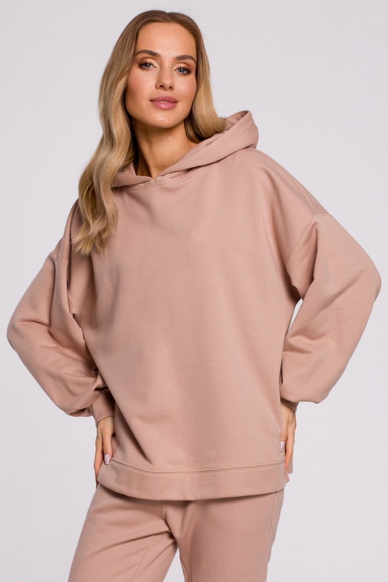 DM0999 Bluza oversize z kapturem – mocca