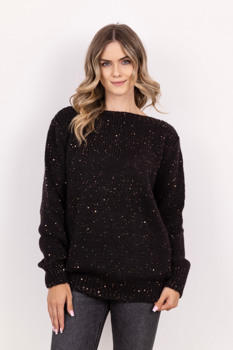 DM0920 Miękki sweter oversize – czarny