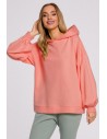 Bluza oversize z kapturem – koralowa