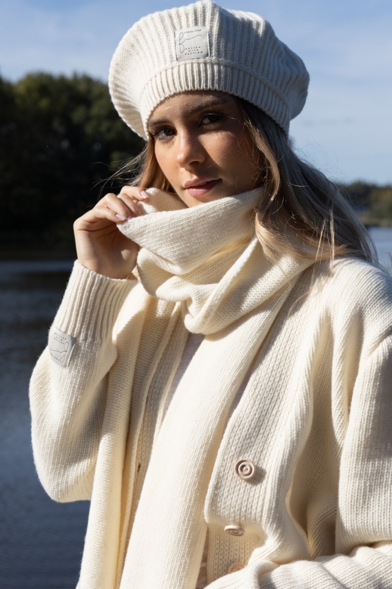 CM9958 Wełniany beret - ecru