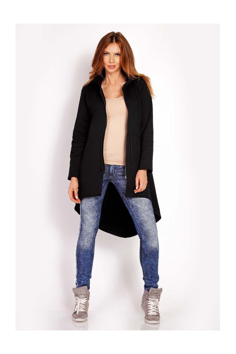 CM3290 Asymetryczna bluza z kapturem - czarna