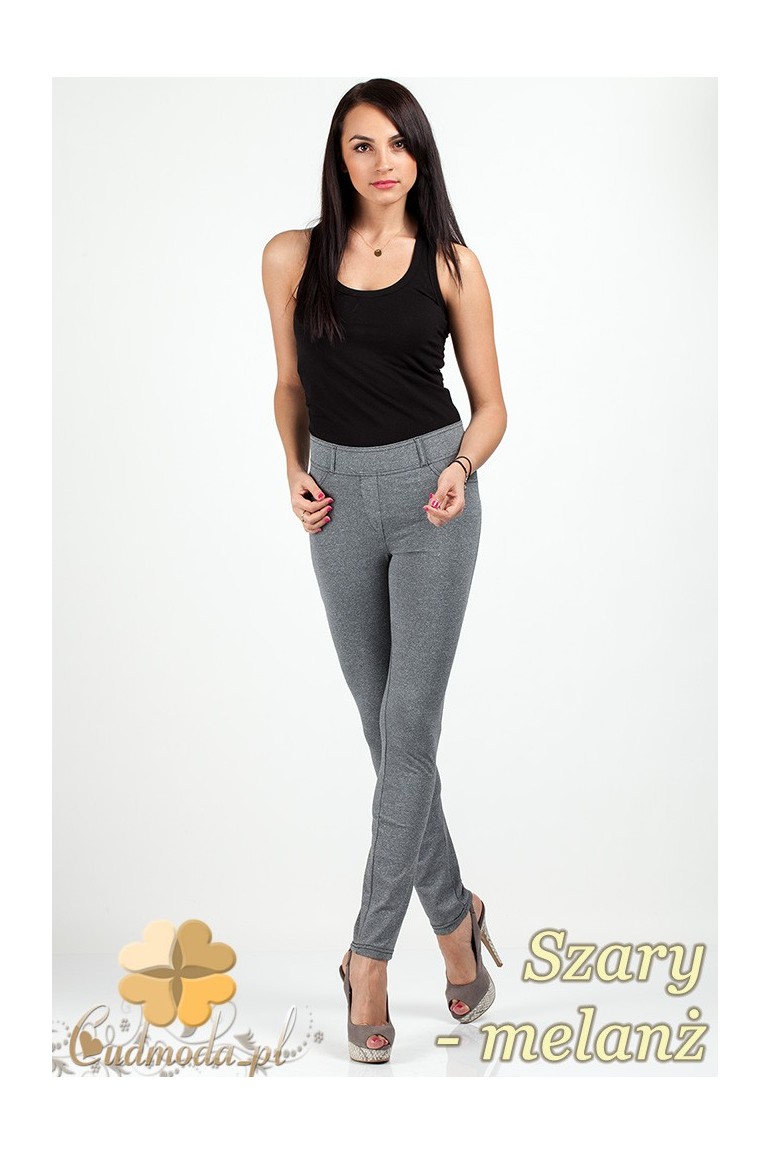 CM0215 Włoskie elastyczne legginsy spodnie NILIT® SOFTEX - szary melanż