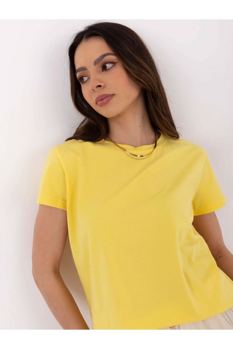DM1268 Gładki t-shirt z bawełny - żółty