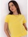 Gładki t-shirt z bawełny - żółty