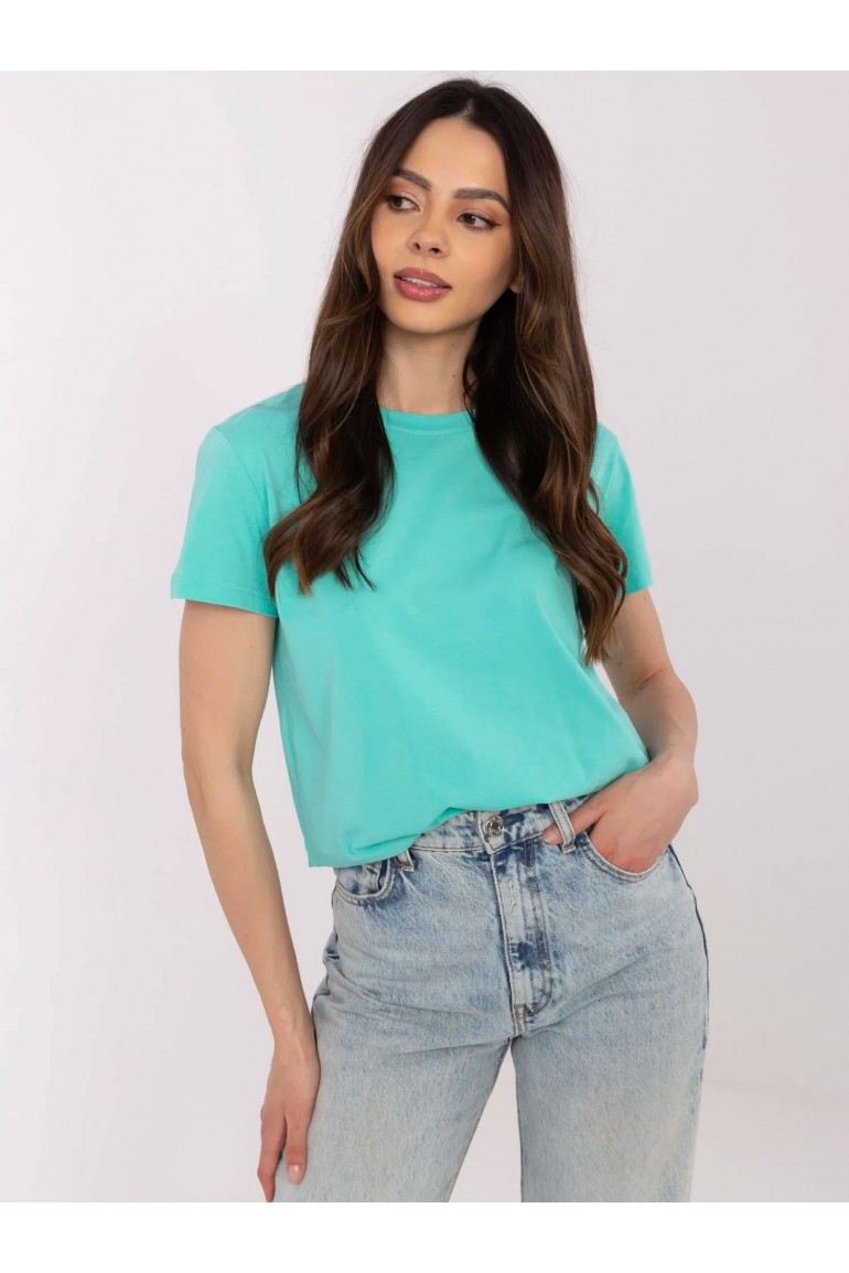 DM1268 Gładki t-shirt z bawełny - turkusowy