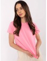 Gładki t-shirt z bawełny - różowy
