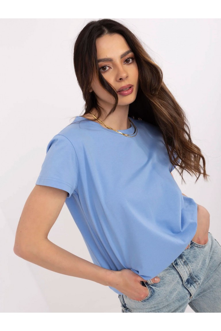 DM1268 Gładki t-shirt z bawełny - niebieski
