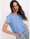 Gładki t-shirt z bawełny - niebieski