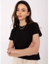 Gładki t-shirt z bawełny - czarny